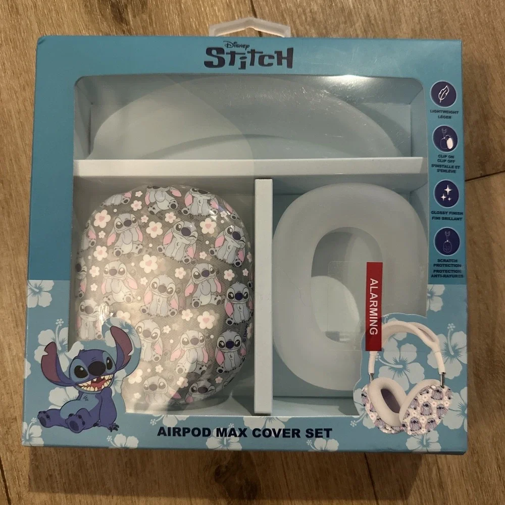 Disney Stitch Cartoon‎ Glossy Cover Set Blue White for AirPods Max Clip On